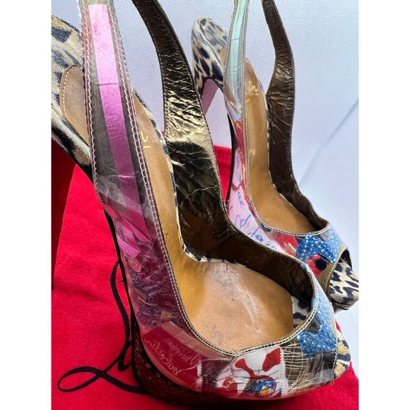 Christian Louboutin Winter Euro Trash Heels 150 PVC/Suede Leopard EU 37.5 7.5 - Picture 11 of 14